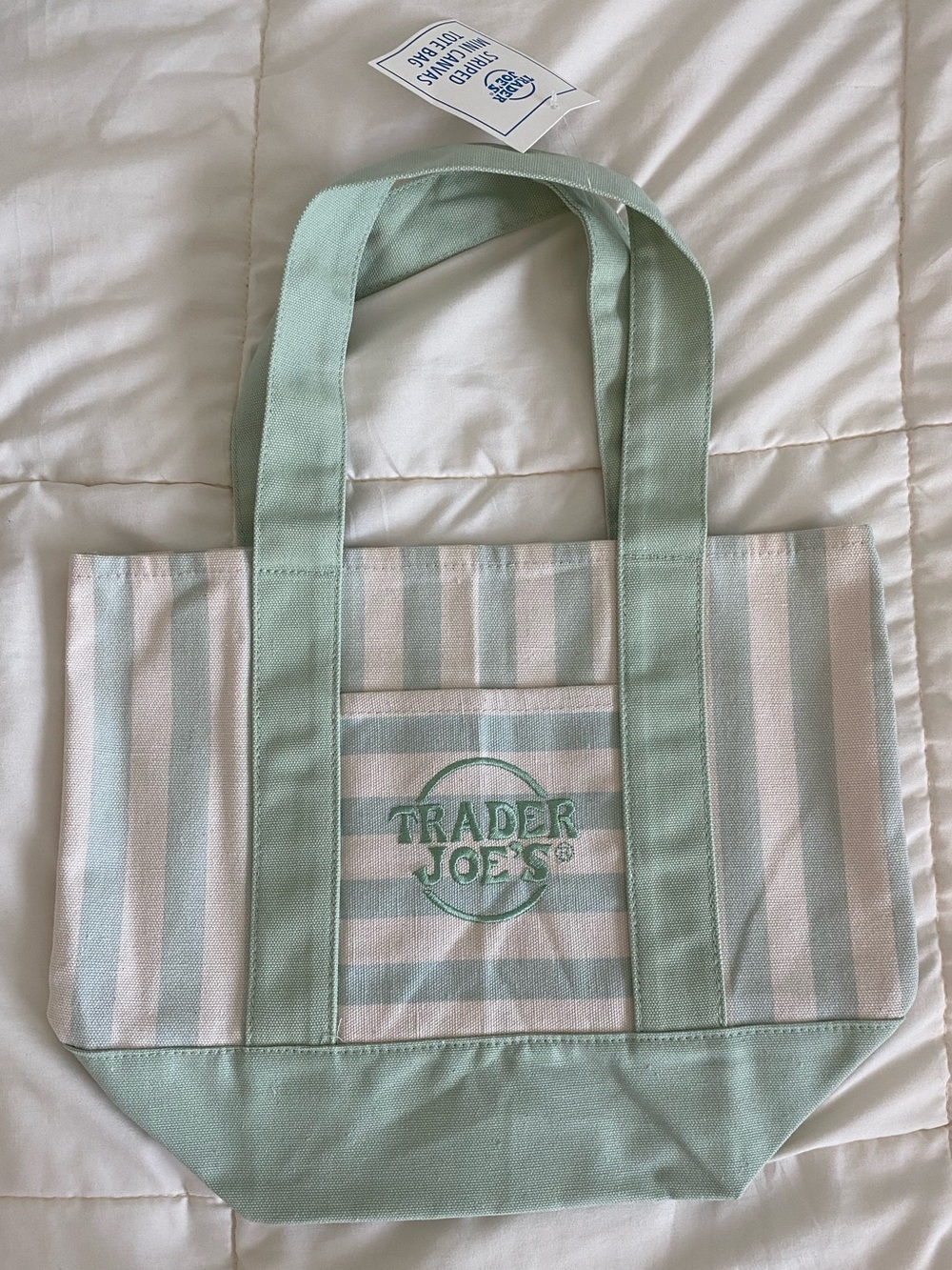 Trader Joe’s Mini Green Stripped Tote Bag